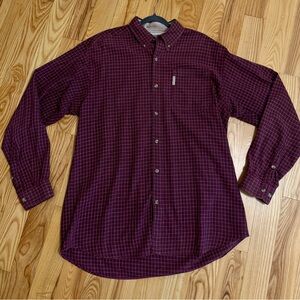 Columbia 100% Cotton Classic Burgundy Plaid Men's Shirt